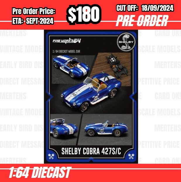 PO-$180 * Fine Works * 1:64 Cobra MK3 Shelby Blue w/White Stripes #98 [OD25/08]