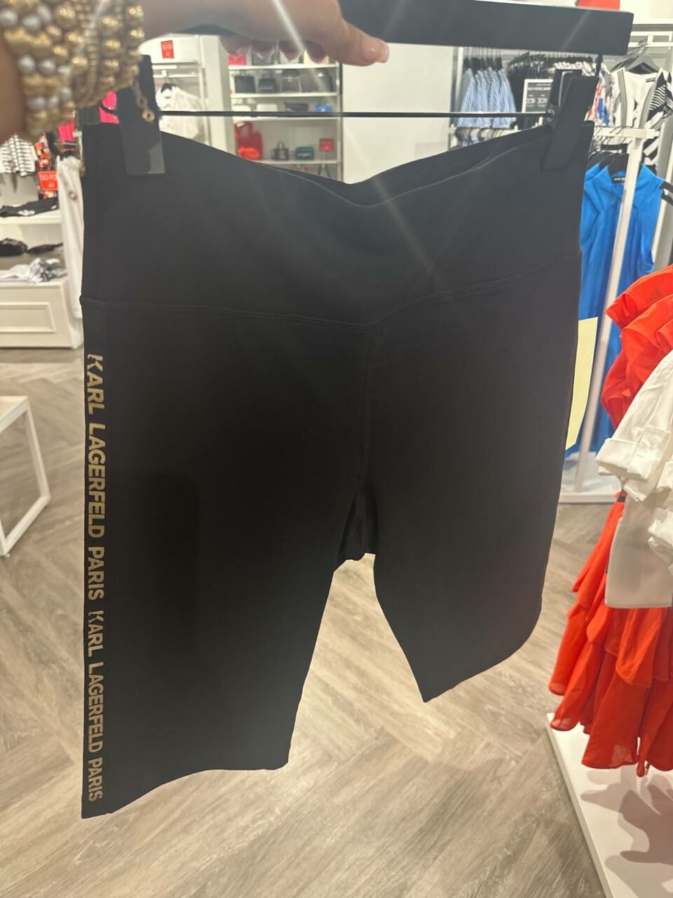 [S] KARL LAGERFELD SIDE LOGO TAPE SHORT LEGGINGS,BLACK, L4EV7088-BLK (SKL1105)