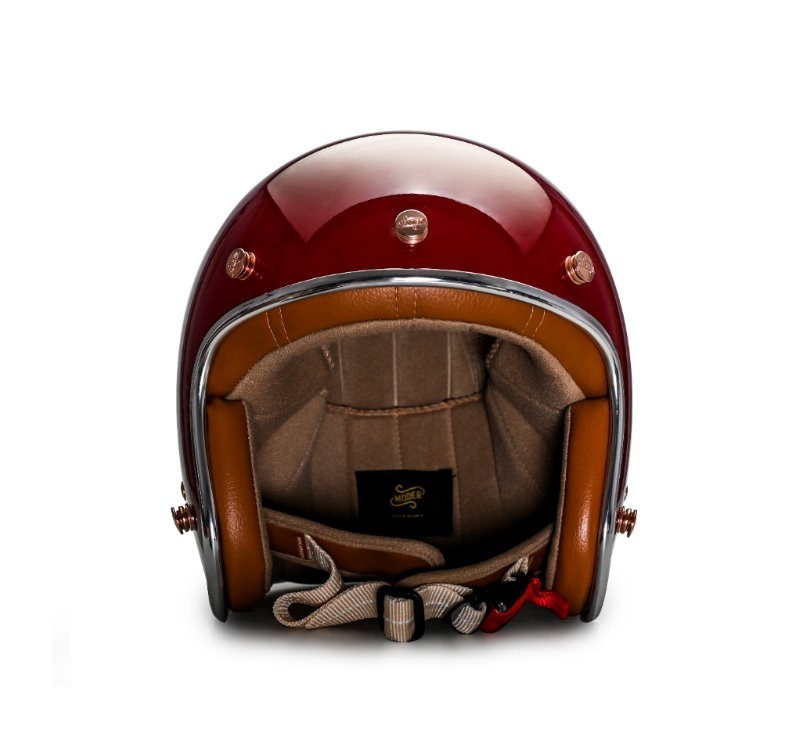 Moder ARON艾倫 亮光復古紅 內襯可拆洗 排齒扣 復古帽