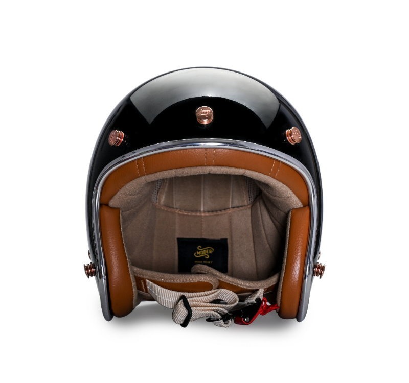 Moder ARON艾倫 亮光曜石黑 內襯可拆洗 排齒扣 復古帽