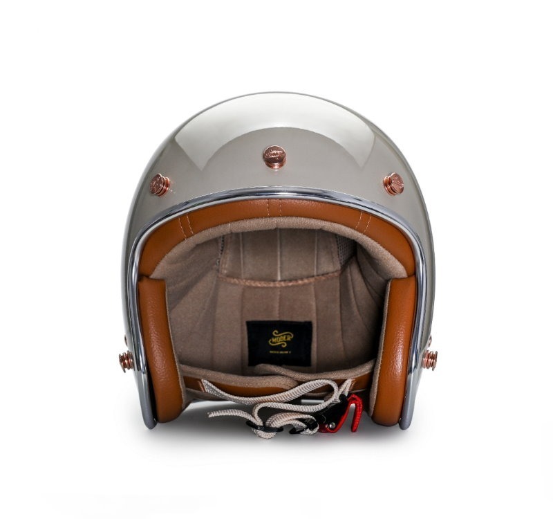 Moder ARON艾倫 亮光淺奶茶 內襯可拆洗 排齒扣 復古帽