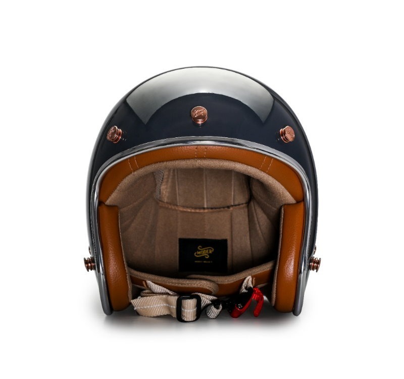 Moder ARON艾倫 亮光石墨藍 內襯可拆洗 排齒扣 復古帽