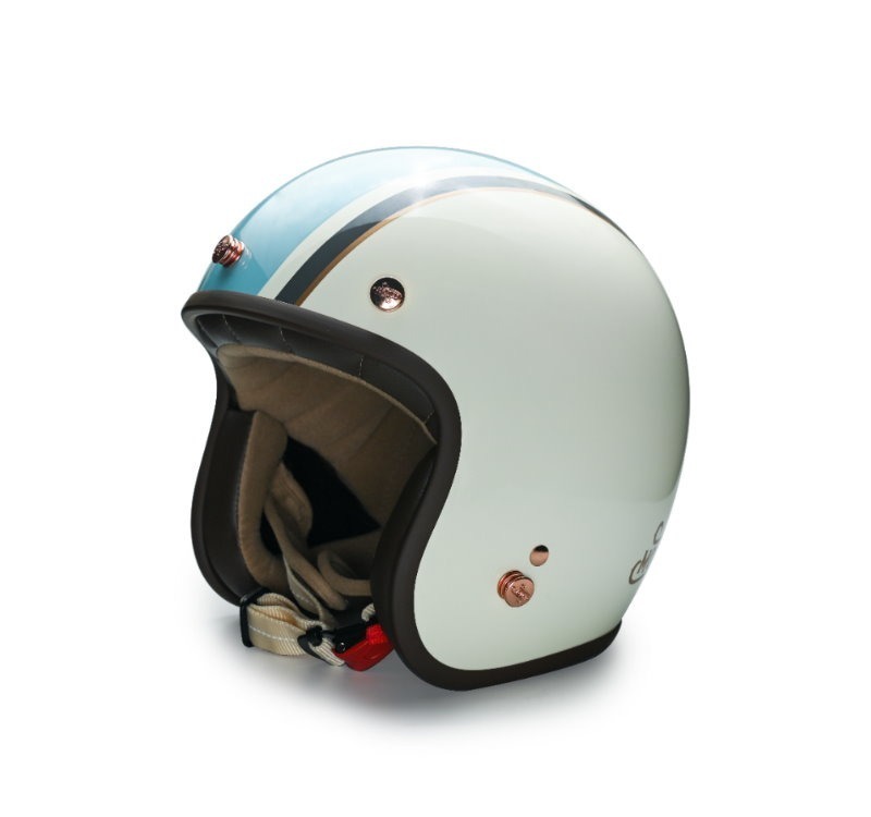 Moder MERLIN梅林 亮光奶白藍 內襯可拆洗 排齒扣 復古帽