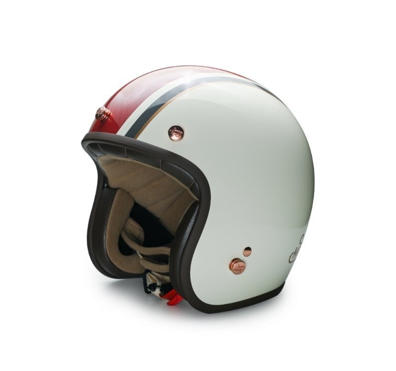 Moder MERLIN梅林 亮光奶白紅 內襯可拆洗 排齒扣 復古帽