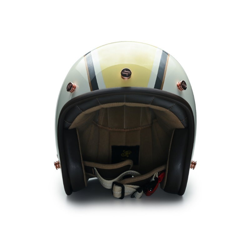 Moder MERLIN梅林 亮光奶白黃 內襯可拆洗 排齒扣 復古帽