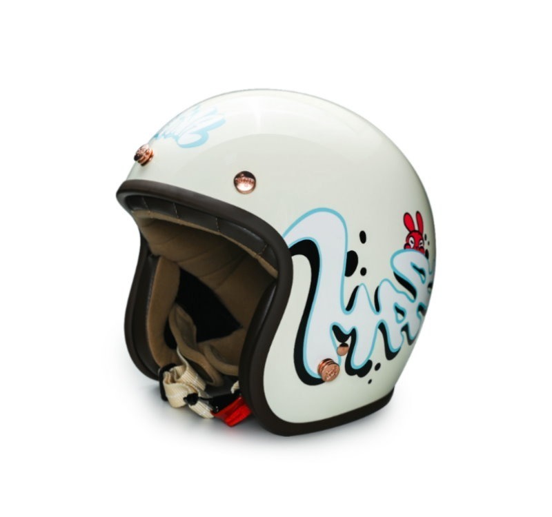 Moder MAR2INA夢裡那兔 亮光椰奶白 內襯可拆洗 排齒扣 復古帽