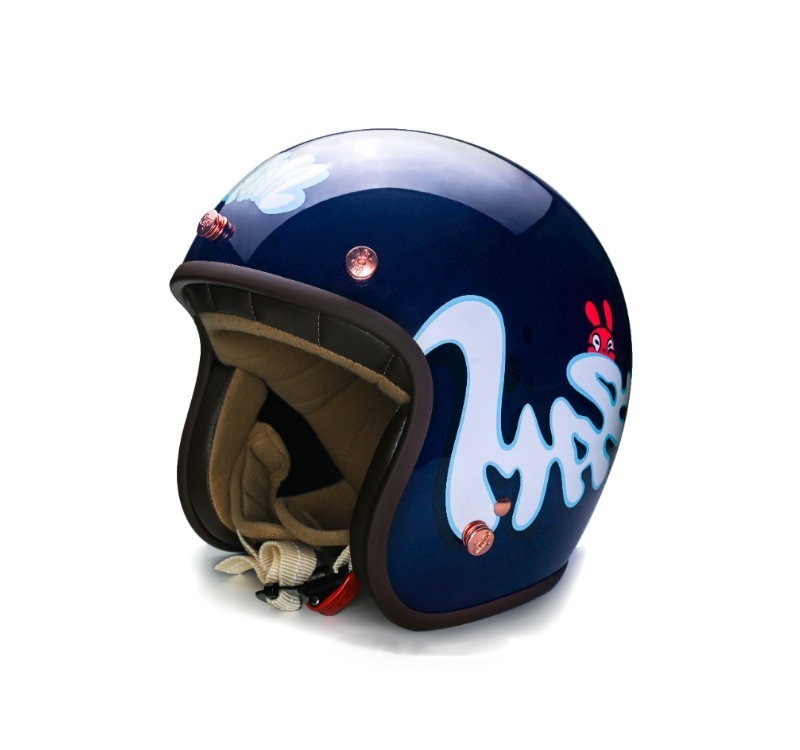 Moder MAR2INA夢裡那兔 亮光寶藍紫 內襯可拆洗 排齒扣 復古帽