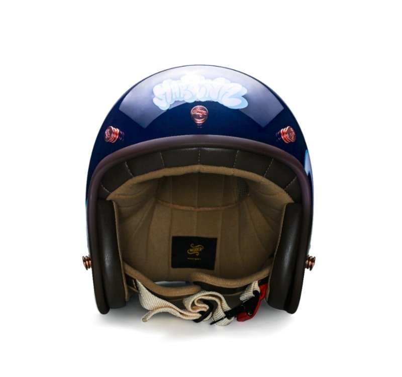 Moder MAR2INA夢裡那兔 亮光寶藍紫 內襯可拆洗 排齒扣 復古帽