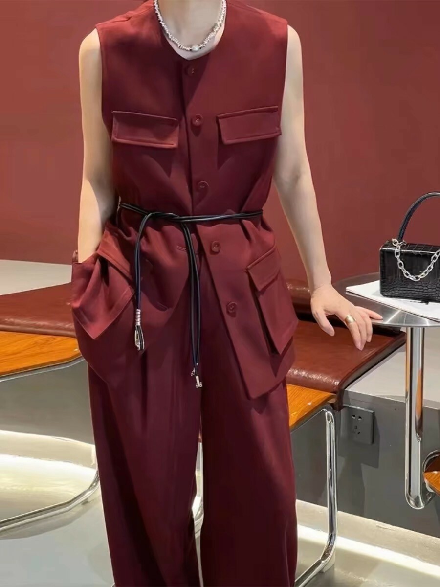 打褶中腰西裝褲(香港設計師)