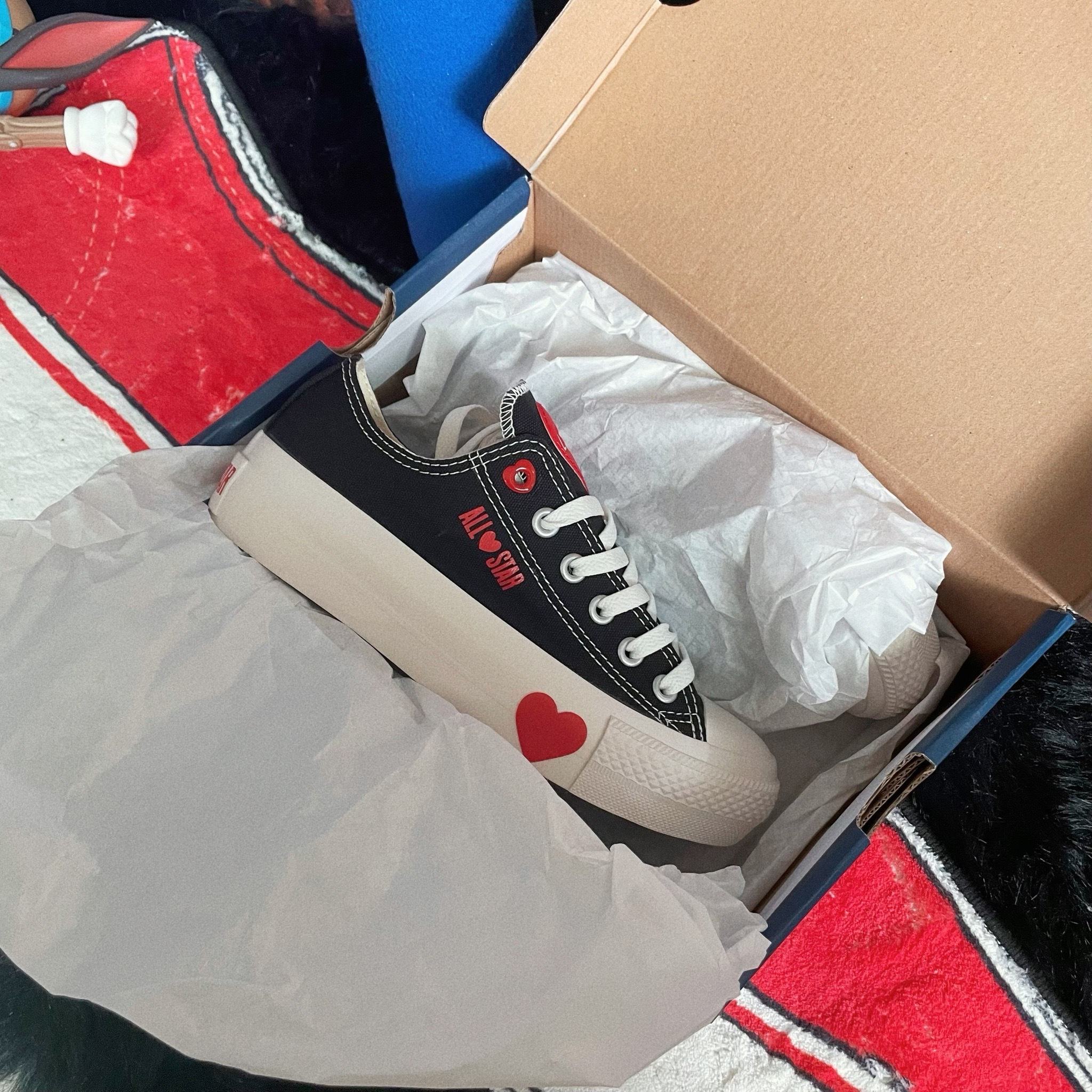 Converse AS Plts Manyhearts OX 日本限定 黑色 愛心 增高 厚底 帆布鞋 31312762