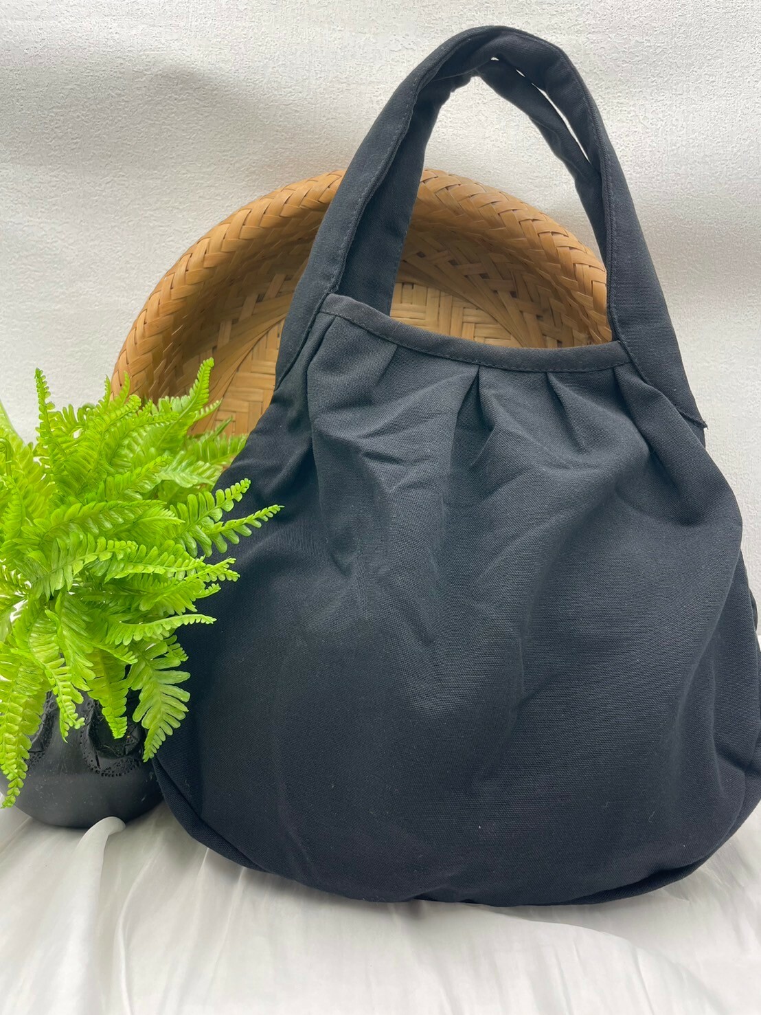 No.4手工珠繡圓形手提包-總長39深28最寬30