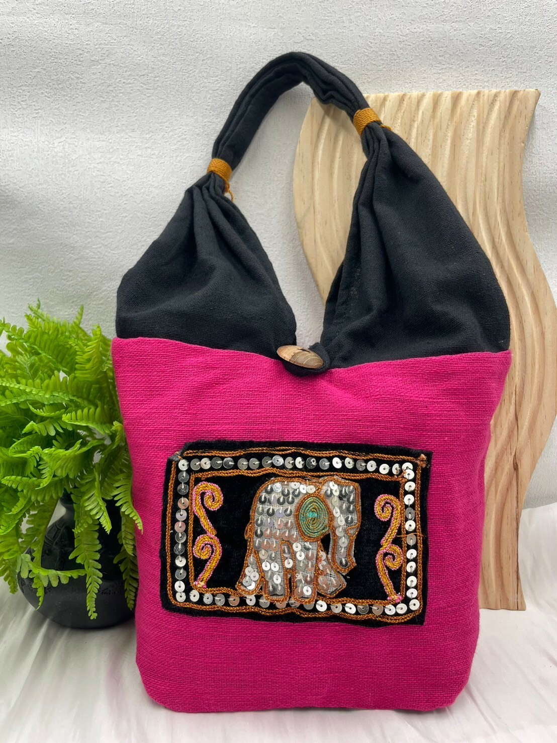 織布大象小手提包No.7寬25深16