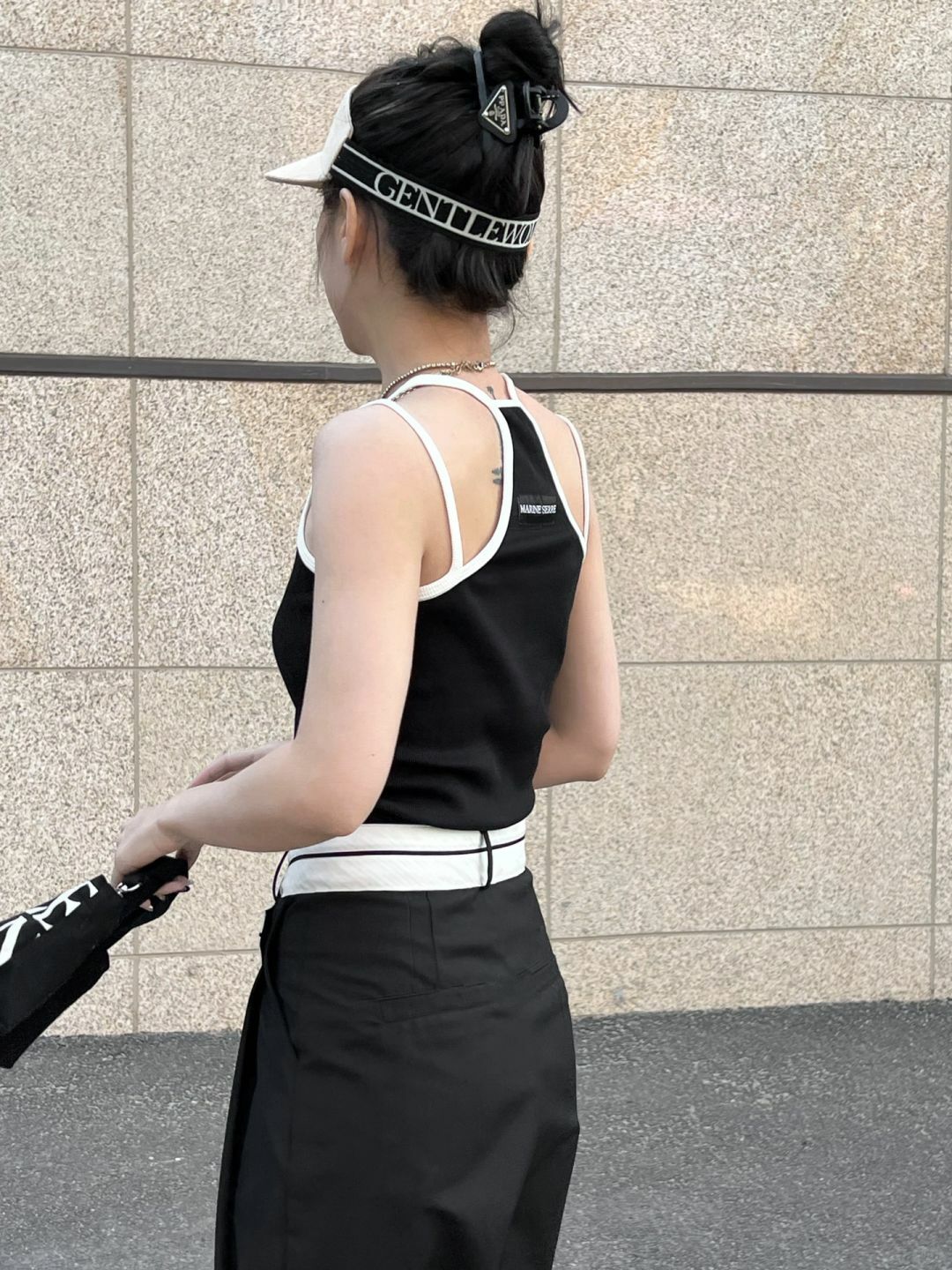 MARINE SERRE ブラック Tennis Court キャミソール MARINE SERRE ブラック Tennis Court トップス