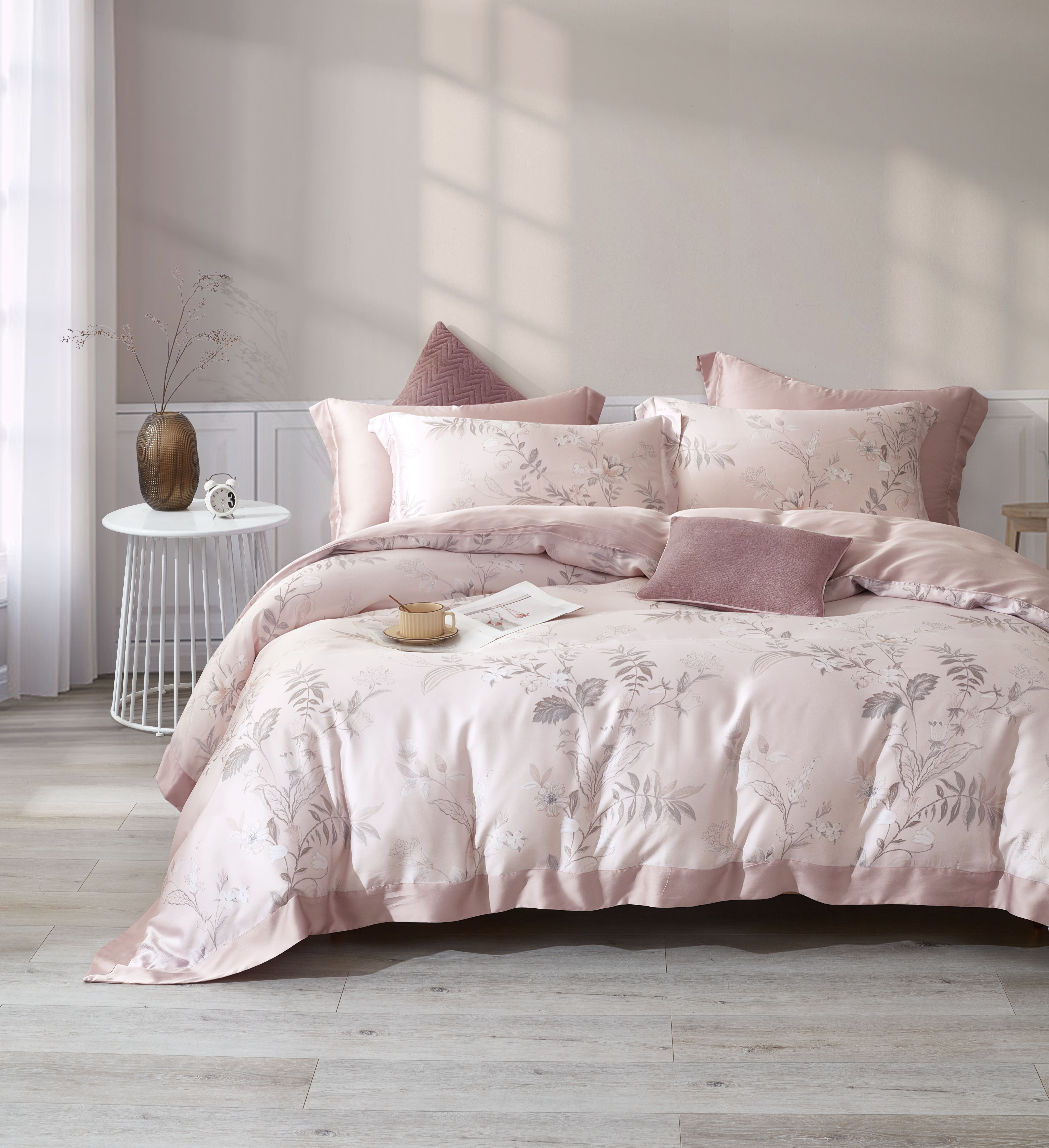 100%60支凡芮思【香絮夢回-粉】雙色翅膀款【兩用被+床包】