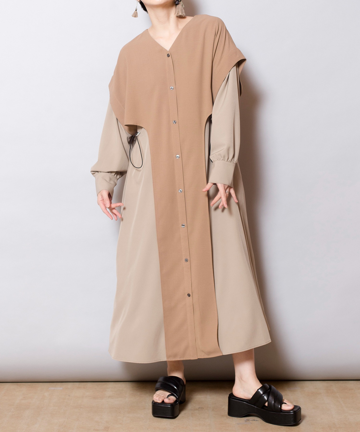 預購 - JP 抽繩襯衫式One Piece