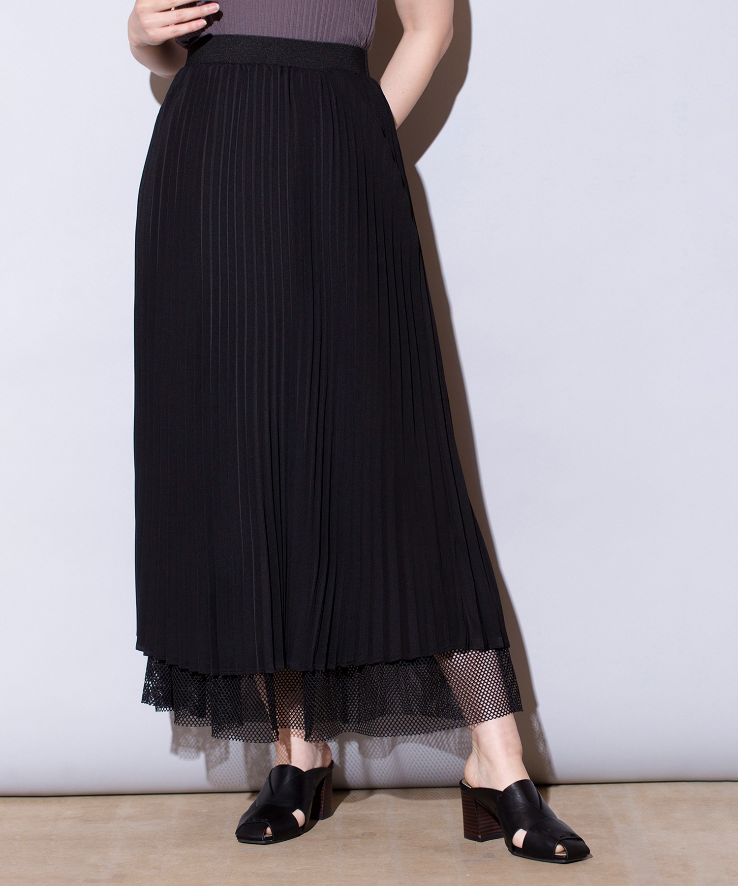 預購 - JP 網布下擺百褶Skirt