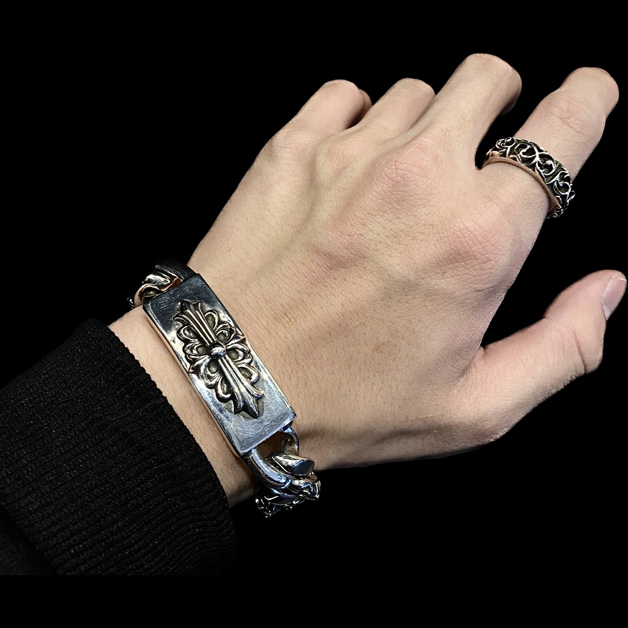 Chrome Hearts Floral ID Half Fancy Link Bracelet Chrome Hearts Floral ID Half Fancy Link Bracelet
