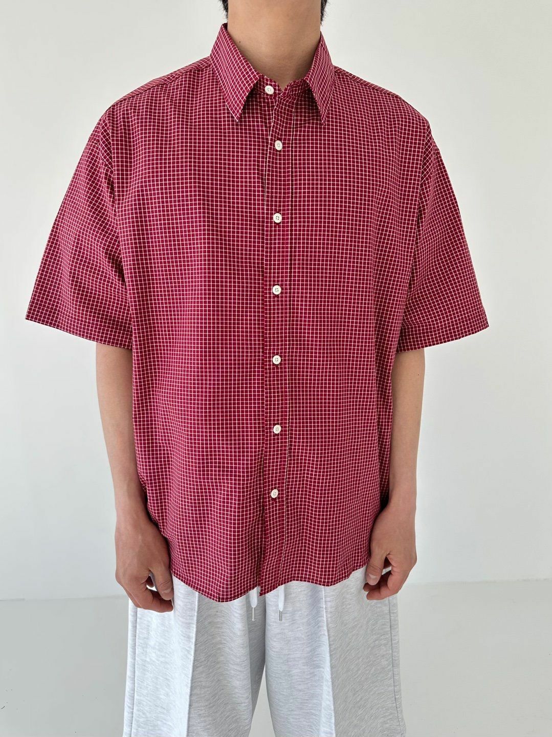 格仔短袖恤衫 LANE-046S