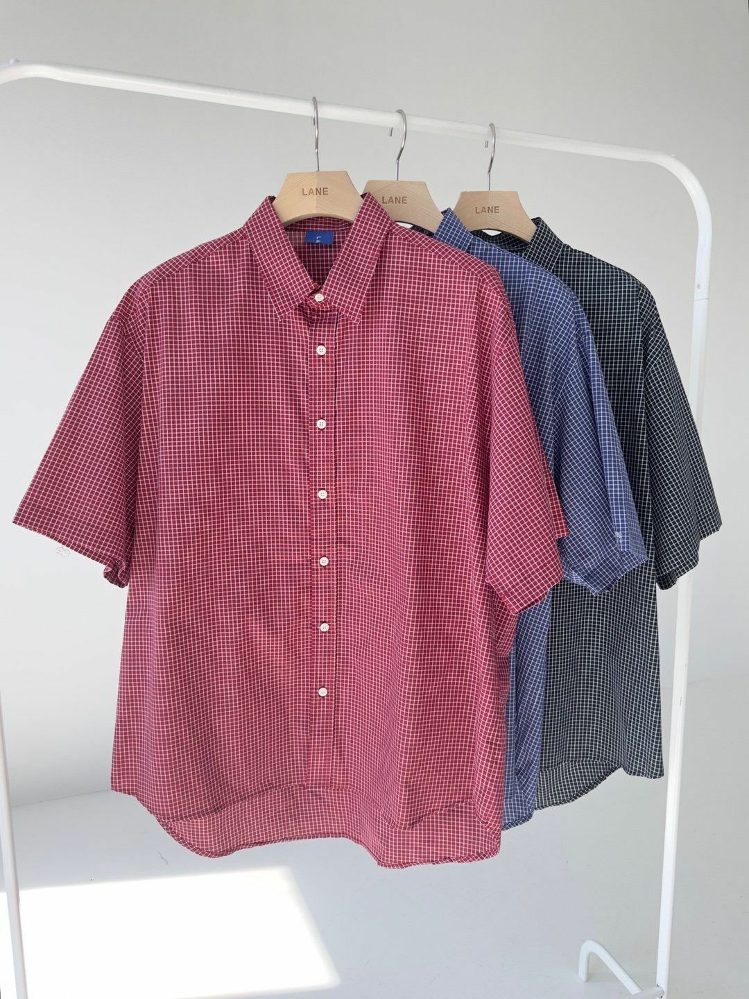 格仔短袖恤衫 LANE-046S