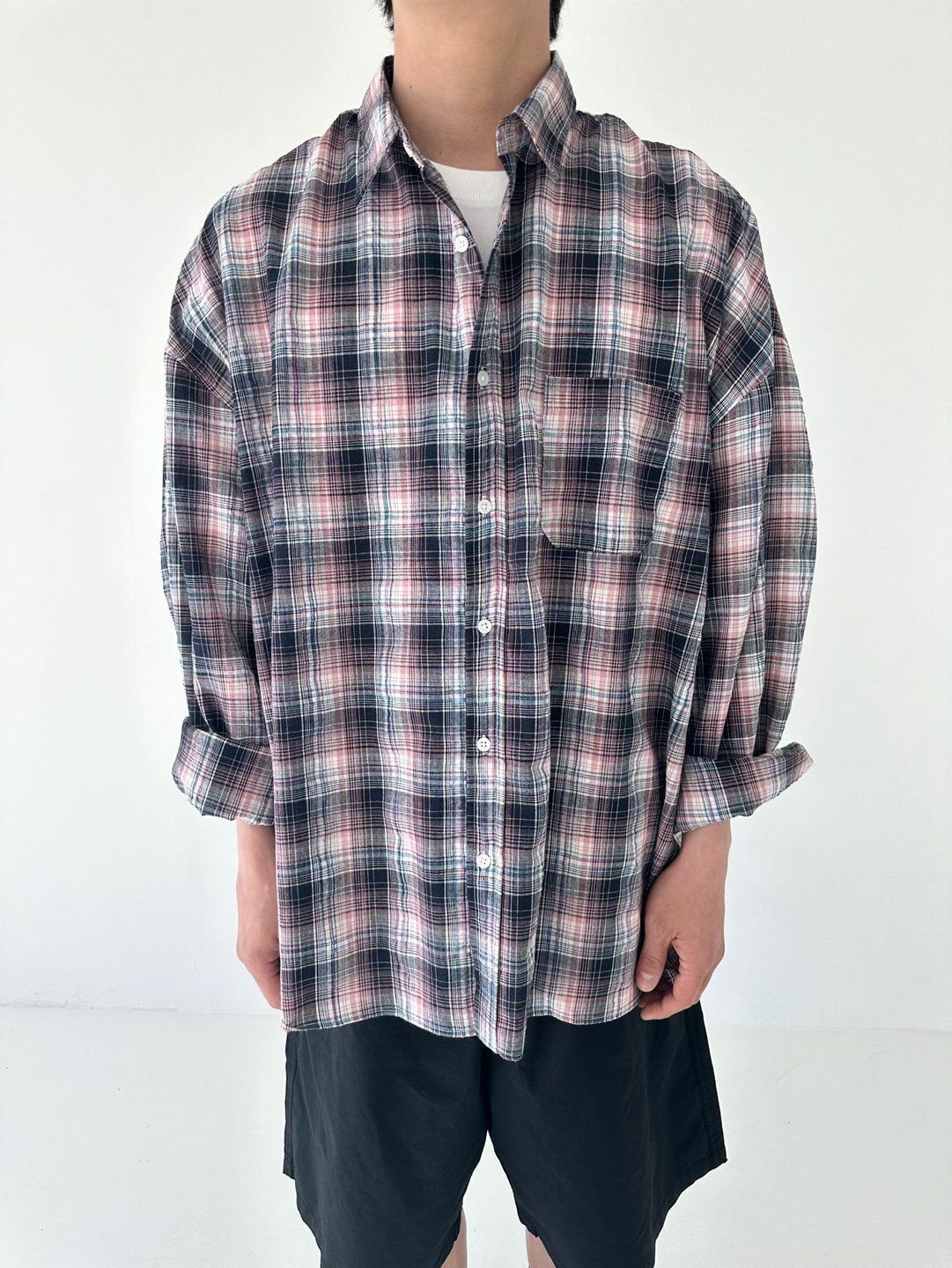 格仔長袖恤衫 LANE-047S