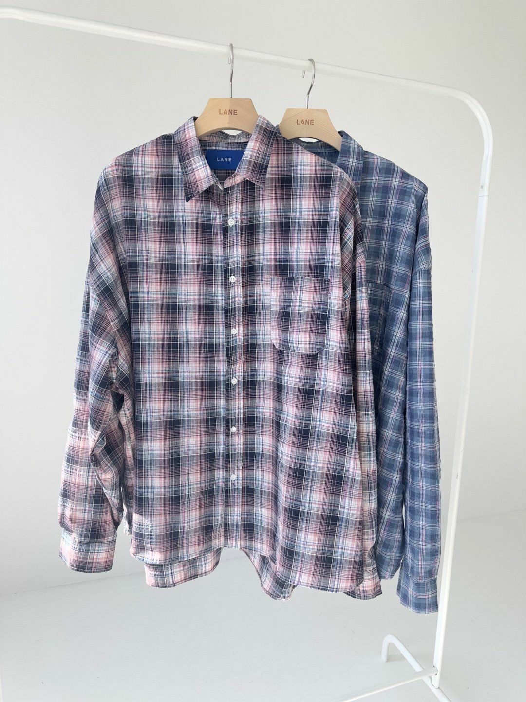格仔長袖恤衫 LANE-047S