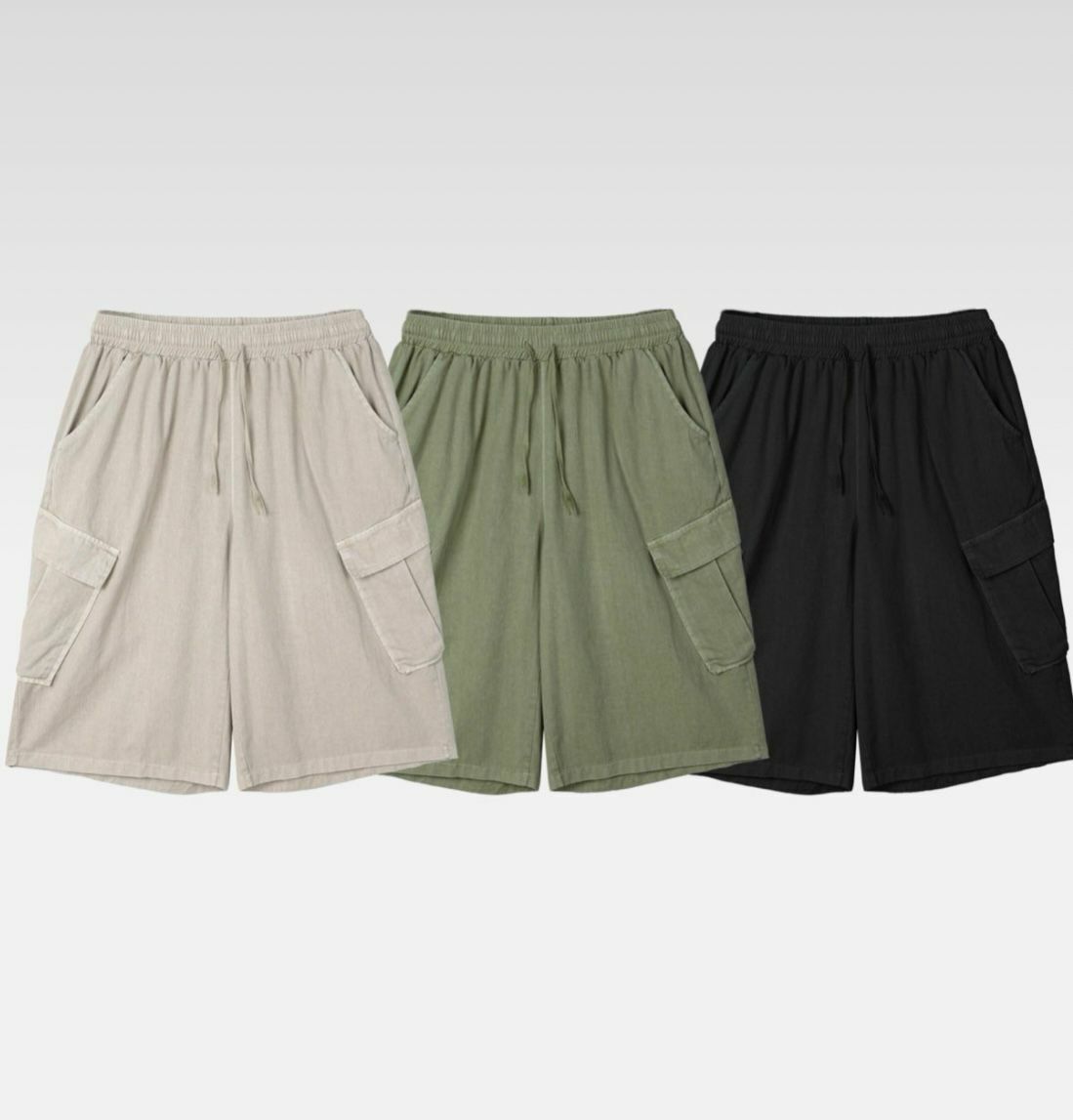 洗水淨色工裝短褲 P2953