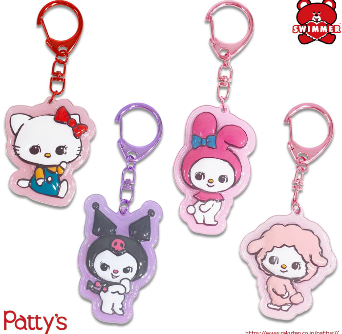 日本限定 sanrio 三麗鷗 SWIMMER×SANRIO CHARACTERS 豐滿鑰匙圈 吊飾