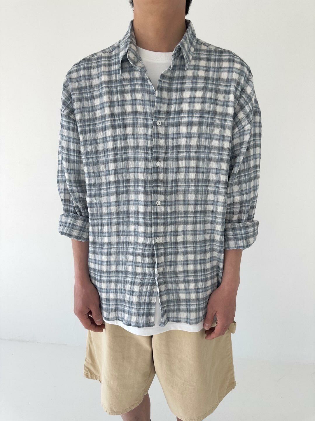 格仔長袖恤衫 LANE-051S