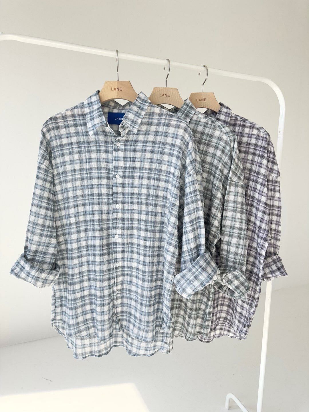 格仔長袖恤衫 LANE-051S