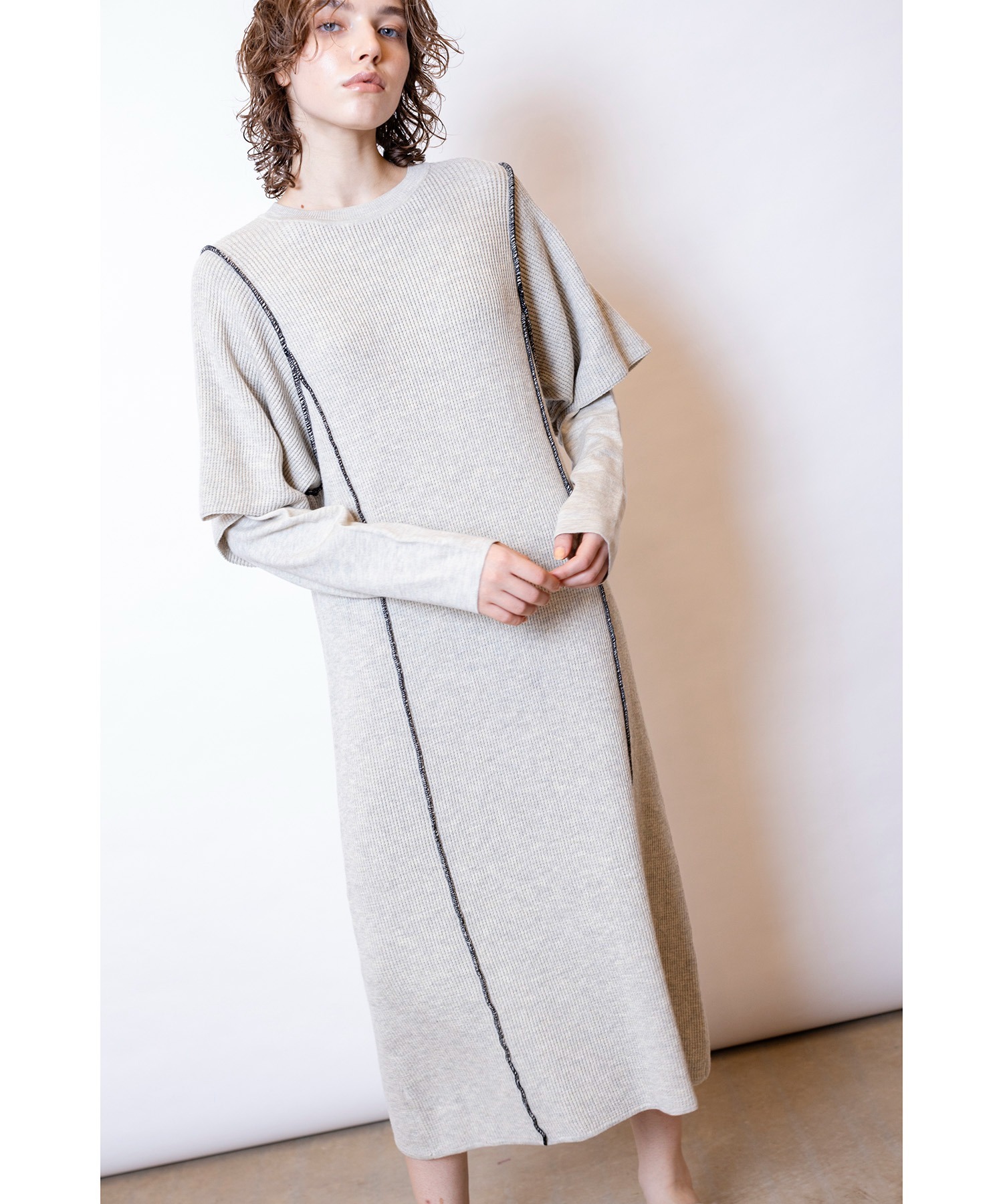 預購 - JP 分層袖針織One Piece