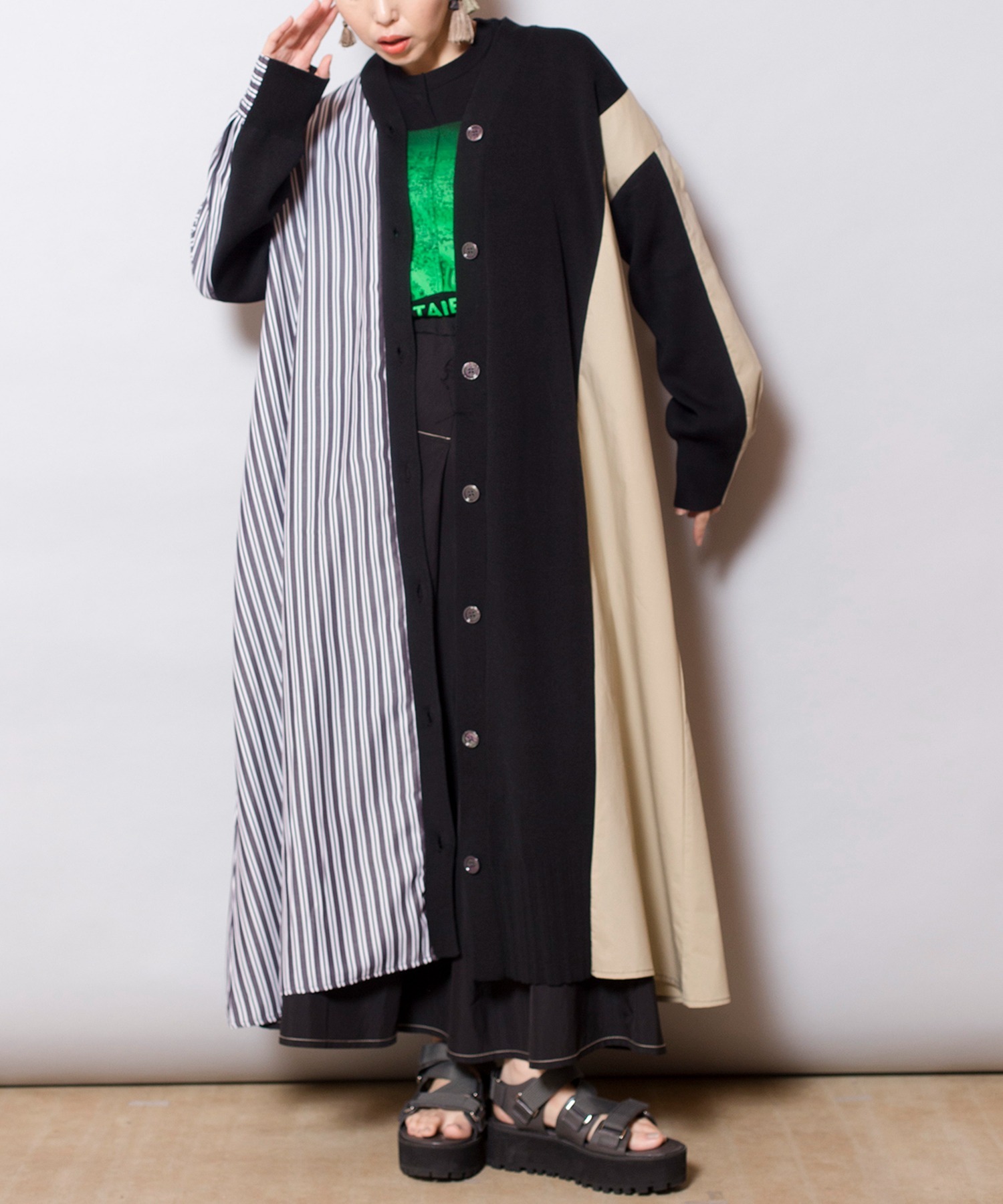 預購 - JP 拼布針織長外套