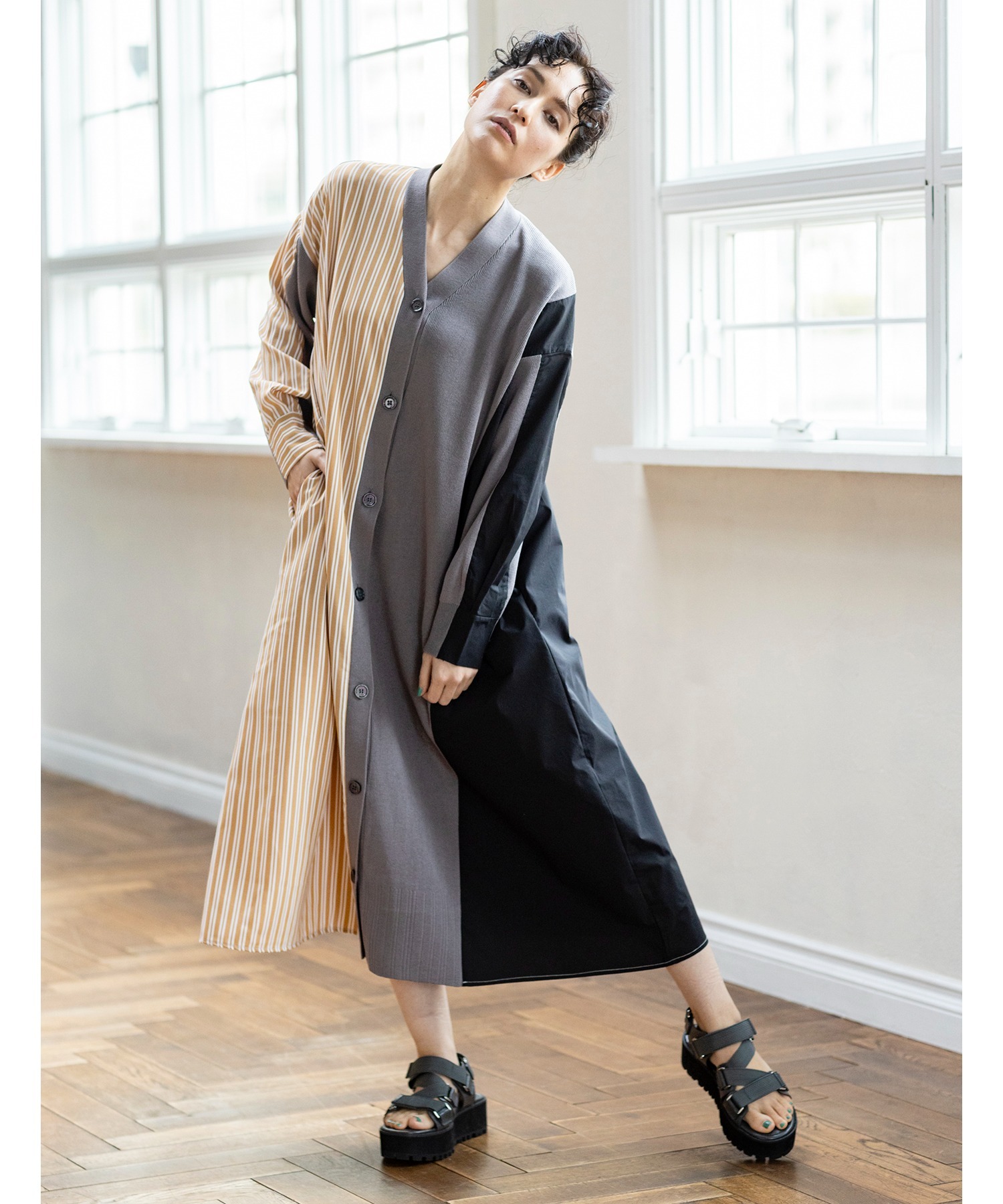 預購 - JP 拼布針織長外套