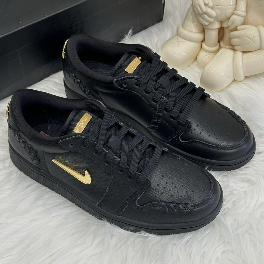 Nike Air Jordan 1 Low Method of Make "Black & Metallic Gold" 黑金 編織 小金勾 黑底 低筒休閒鞋