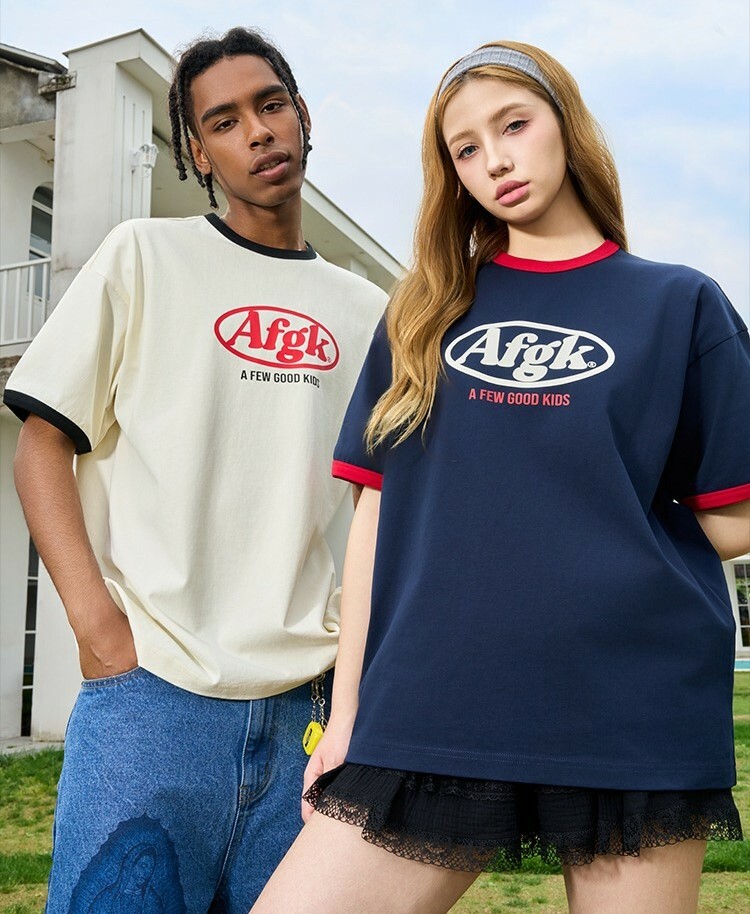AFGK Neckline Stitching Contrast Color Short T A FEW GOOD KIDS