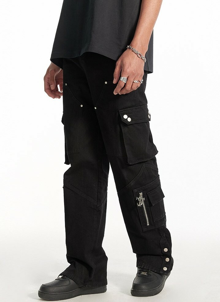 STK SmallTownKid 工裝鉚釘 牛仔長褲