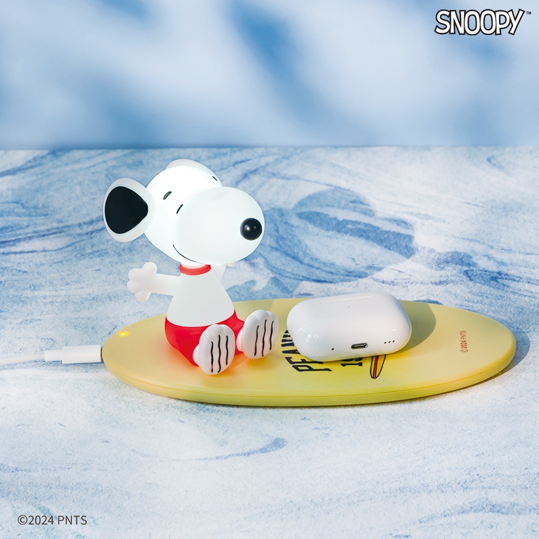 infoThink 史努比系列衝浪板公仔燈無線充電座 拍頭觸控LED開關