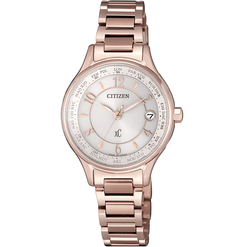 【Citizen 星辰】XC系列 EC1162-59A 鈦金屬光動能電波女錶 萬年曆 日期顯示 藍寶石水晶鏡面 手錶
