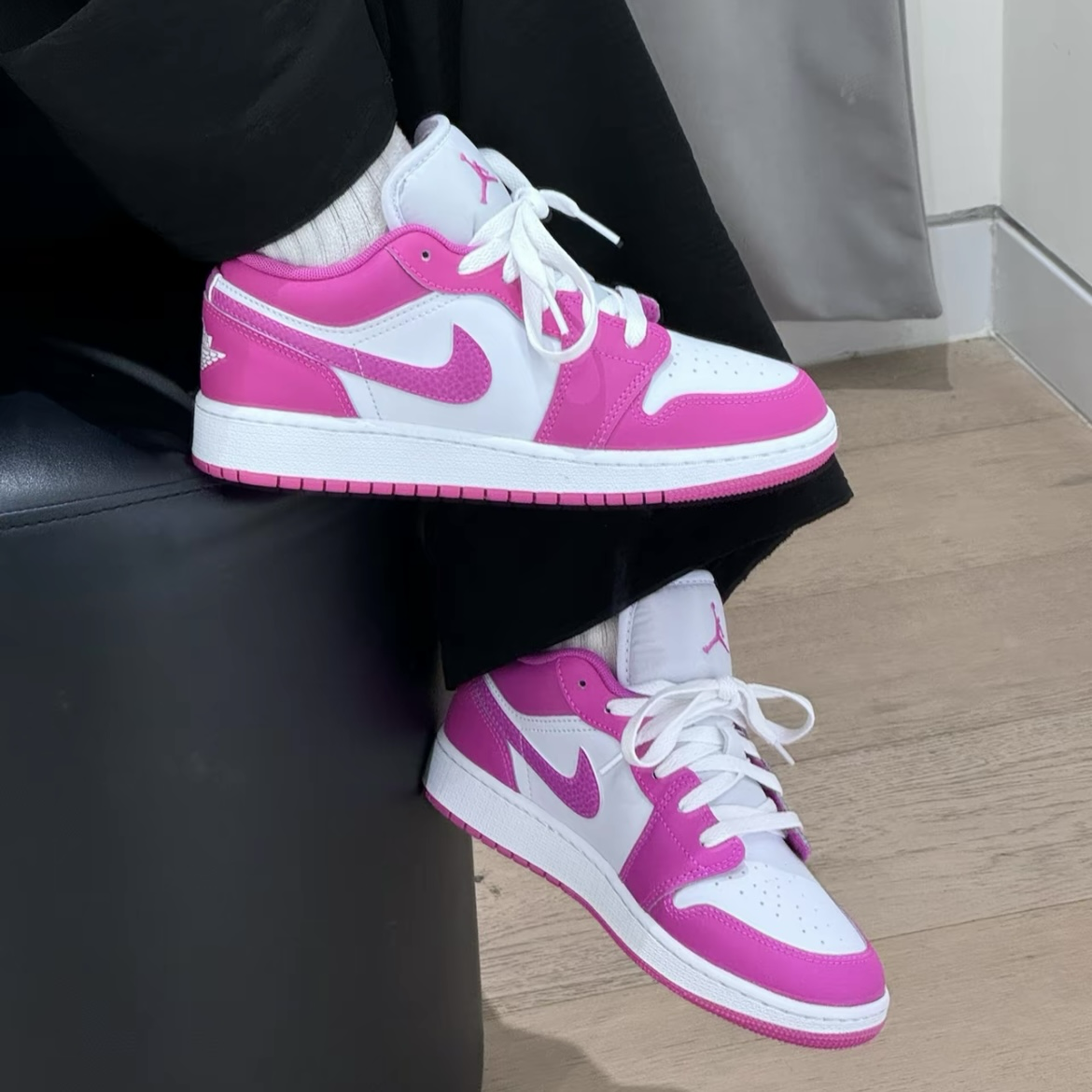Nike Air Jordan 1 Low GS 芭比粉粉白桃紅桃粉AJ1低筒休閒鞋