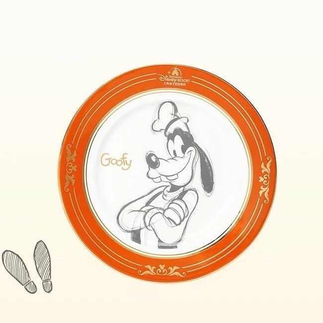素描風 高飛狗 Goofy 圖案 陶瓷 餐盤 盤子 -上海迪士尼樂園