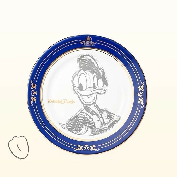 素描風 唐老鴨 Donald 圖案 陶瓷 餐盤 盤子 -上海迪士尼樂園