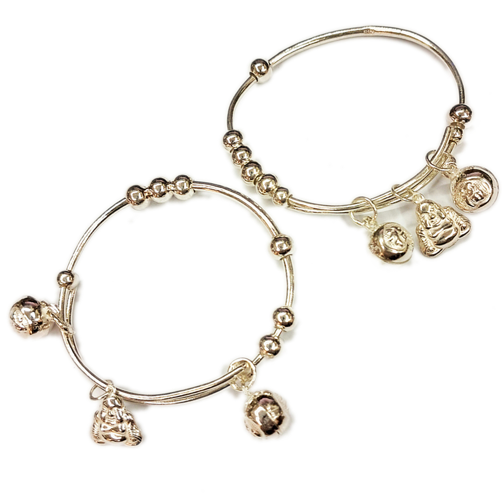 彌勒佛純銀幼兒平安吉祥手環1對【十方】145293