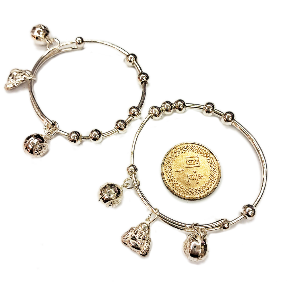 彌勒佛純銀幼兒平安吉祥手環1對【十方】145293