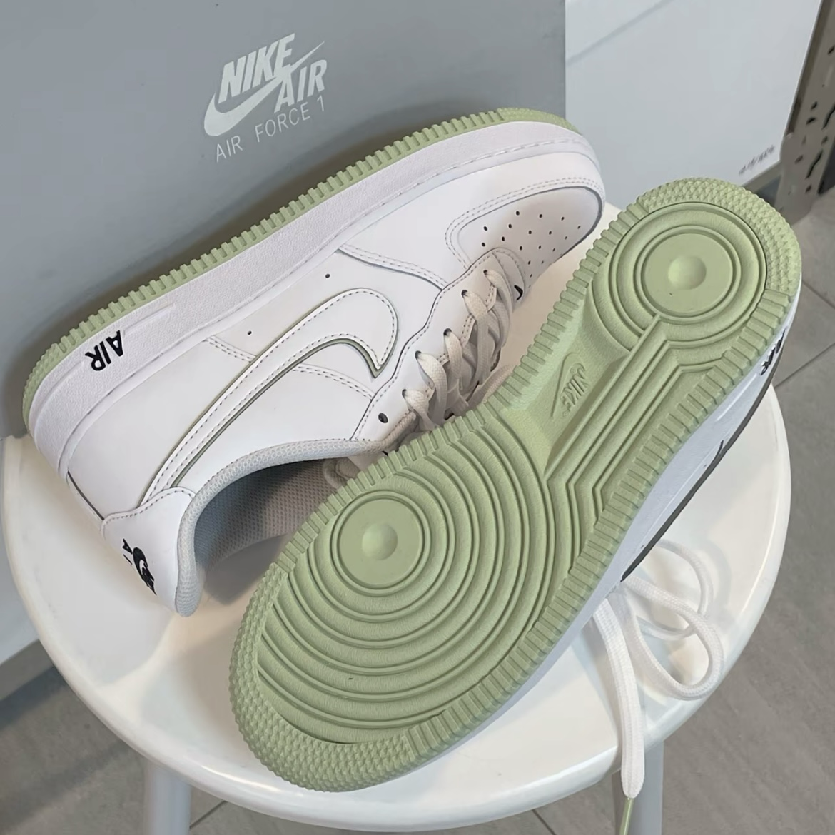 Nike Air Force 1 Low GS 抹茶色 白綠 綠底 綠邊 牛油果綠 大童 CT3839-108