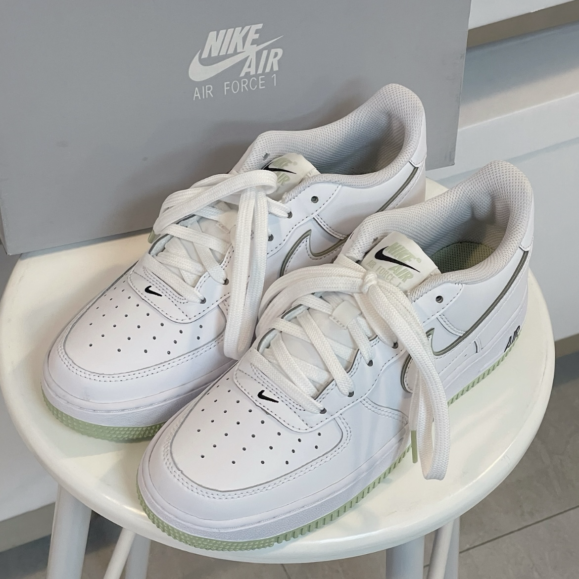 Nike Air Force 1 Low GS 抹茶色 白綠 綠底 綠邊 牛油果綠 大童 CT3839-108