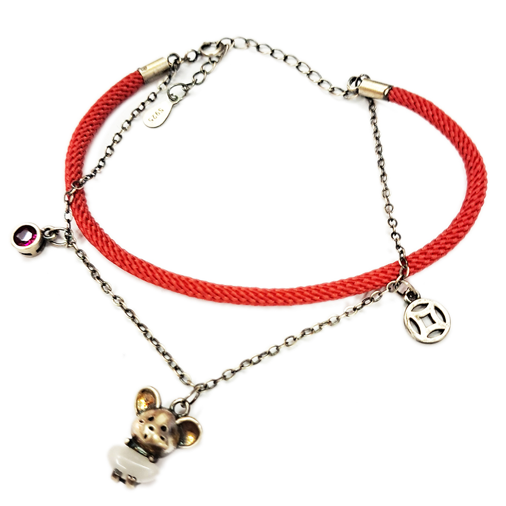 老鼠愛大米 925純銀 手環【十方】149325