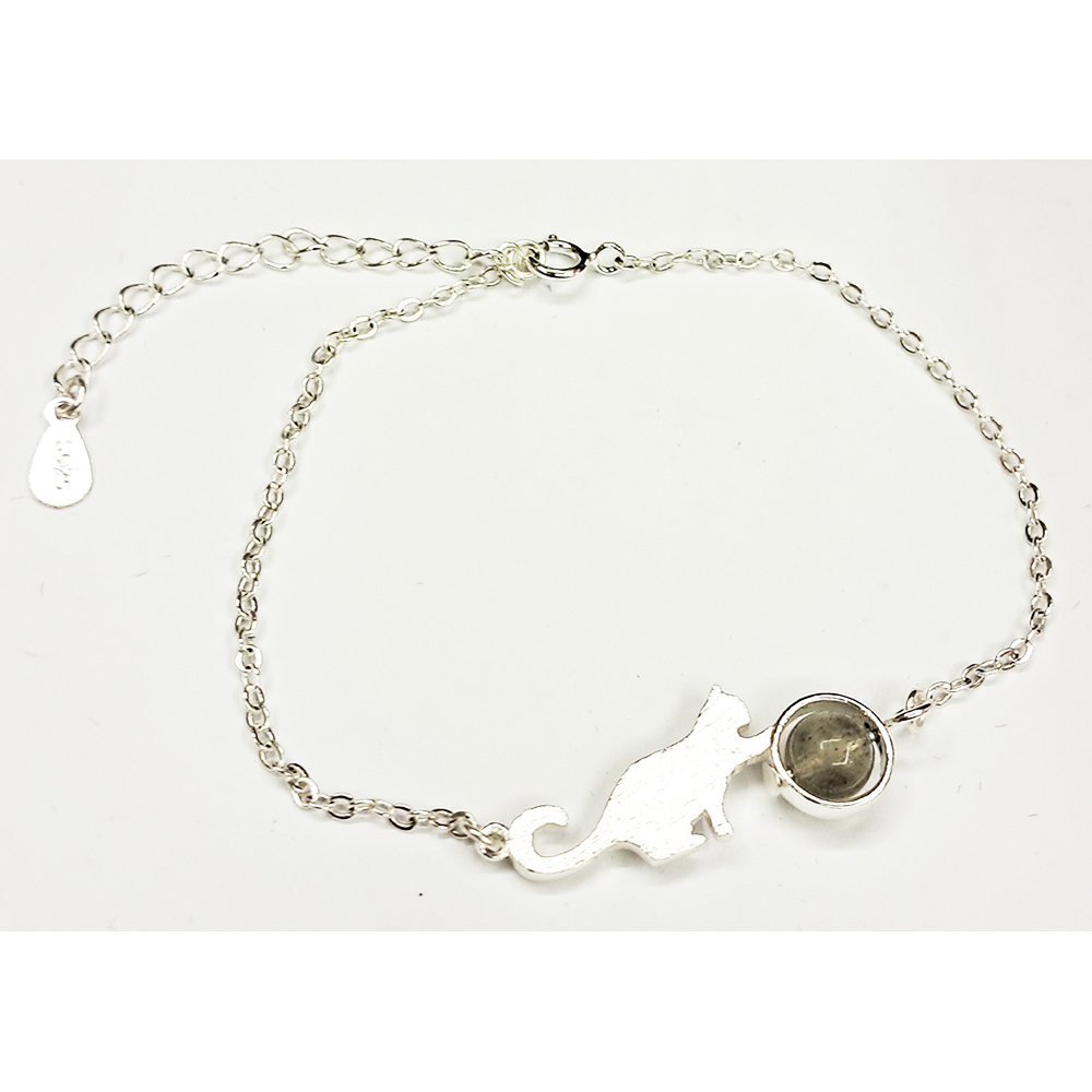 月光石銀貓 925純銀 手鍊【十方】149303