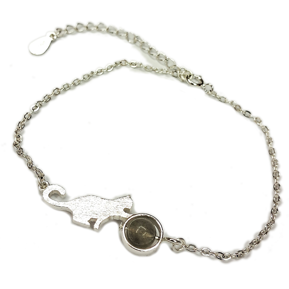 月光石銀貓 925純銀 手鍊【十方】149303