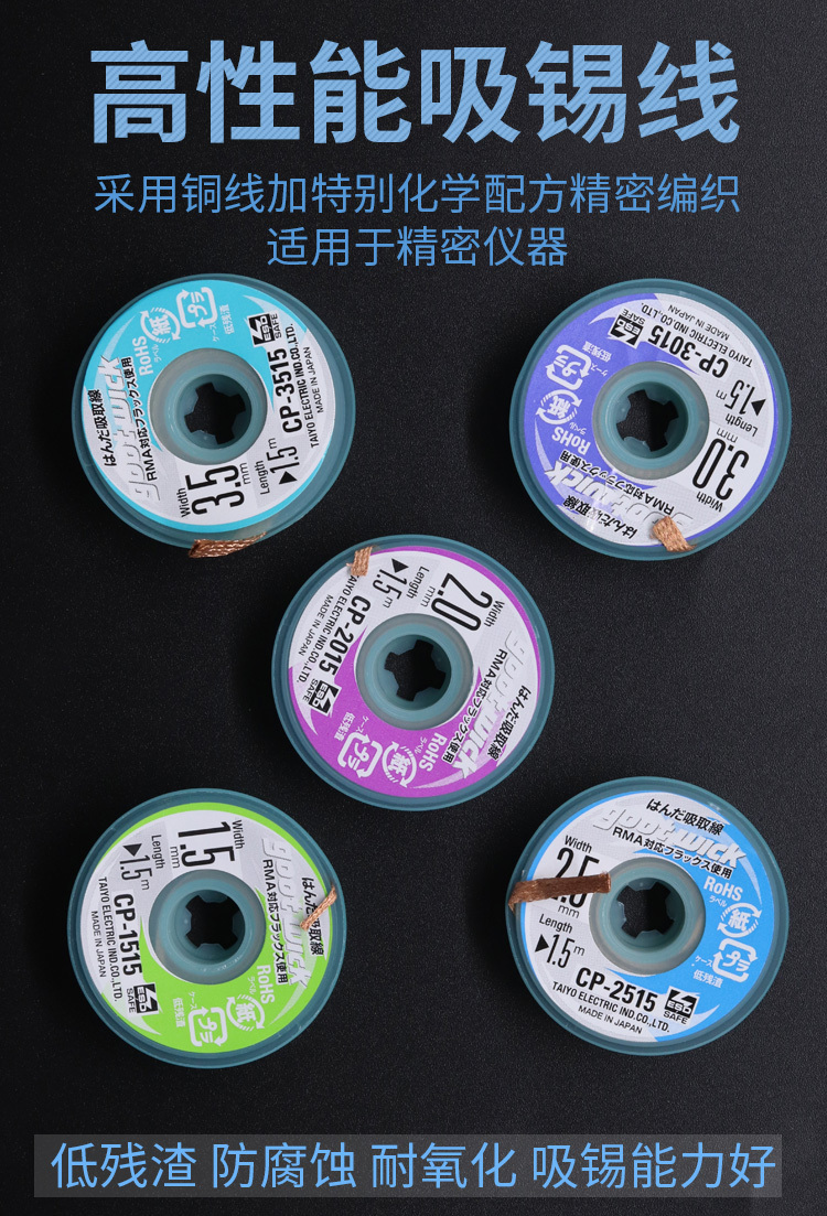 日本原廠GOOT吸錫線吸錫帶吸取線3515 3015 2015 2515烙鐵拖錫線