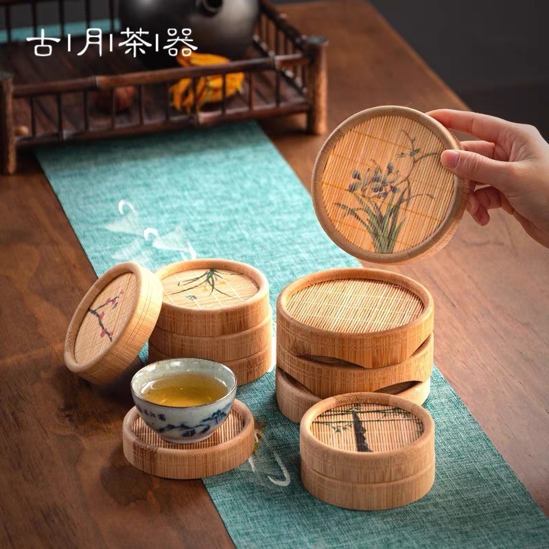 禪意中式竹杯墊