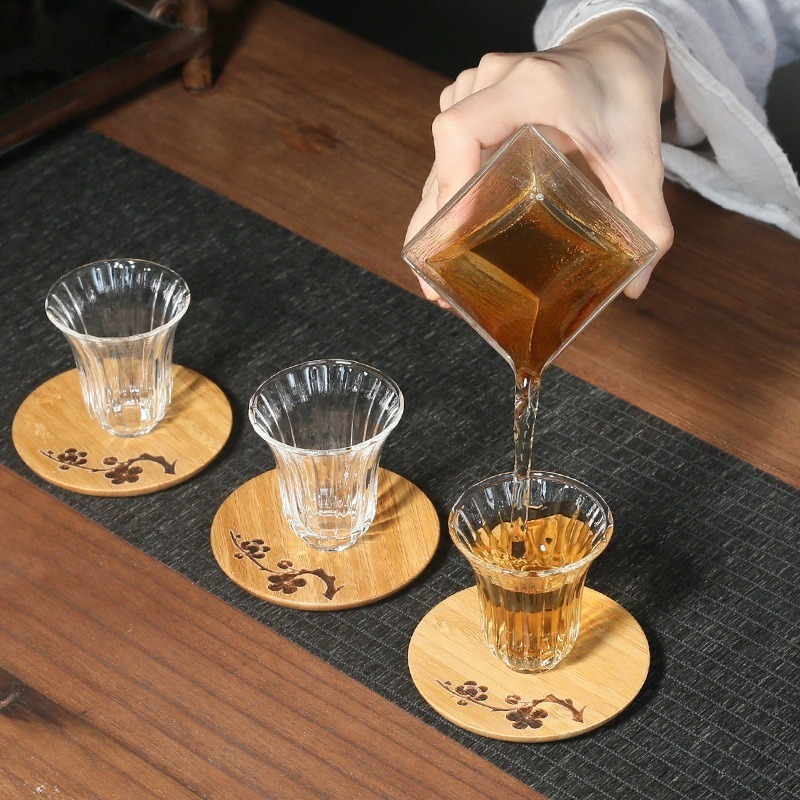 梅花竹製杯墊【D3】